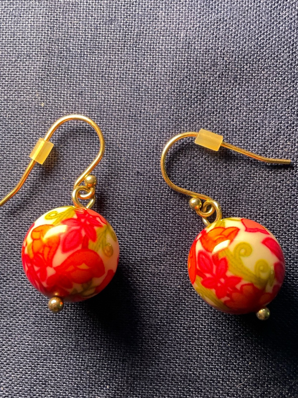 Vera Bradley Red and Cream Floral Bead Drop Earrings